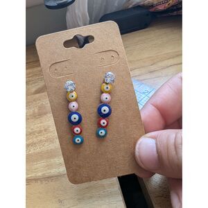 Fashion Jewelry Earrings Evil Eye Magic Dangle Stud Back Multi-Color (010)